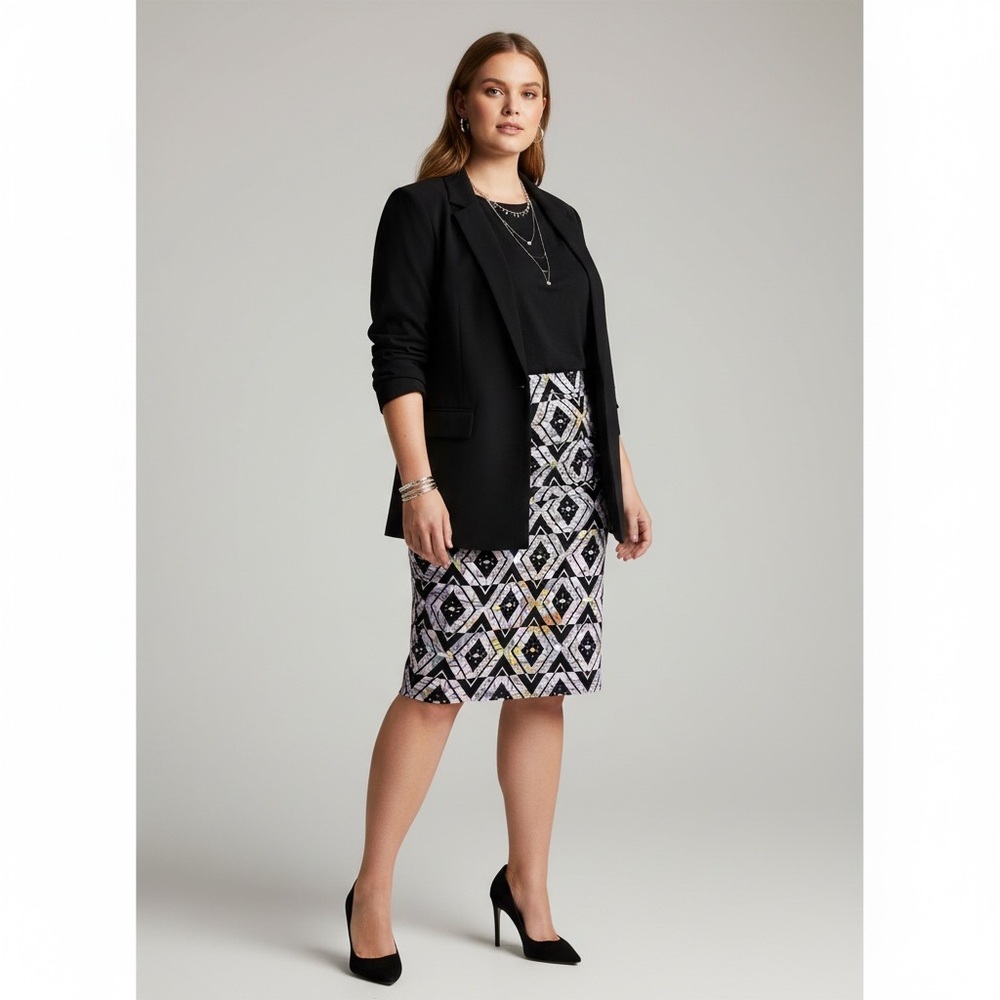 LuLaRoe Cassie Diamond Floral Stretch Knit Pull On Pencil Skirt